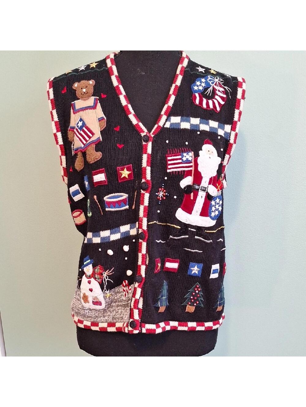 Vintage Designer Originals Studio Holiday Christmas Sweater Vest Size Medium